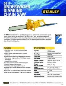 Stanley DS11 Hydraulic Underwater Diamond Chainsaw