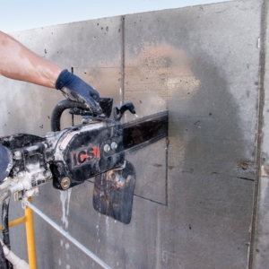 Cutting Concrete Square with a Diamond Chainsaw