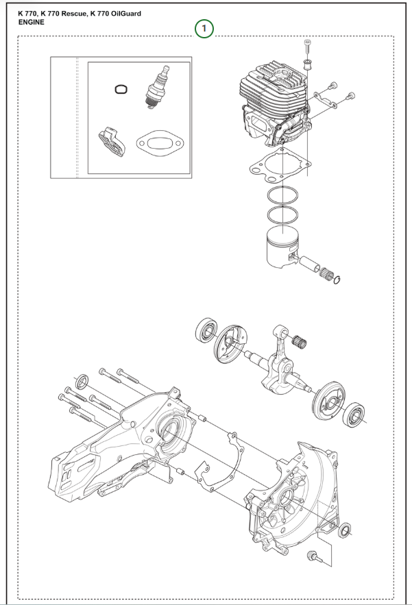 Husqvarna K770 Crankcase Inc Barrel & Piston - Image 2