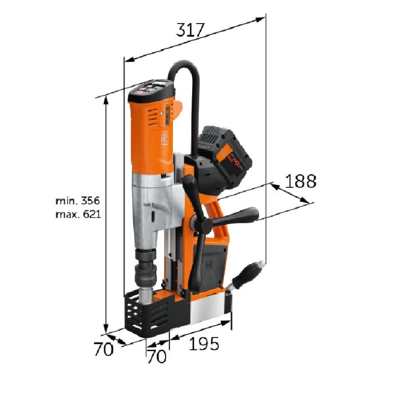 AKBU35 PMQW AS 5 Fein AKBU 35 PMQW AS Cordless Universal Magnetic Core Drill | EC Hopkins Limited