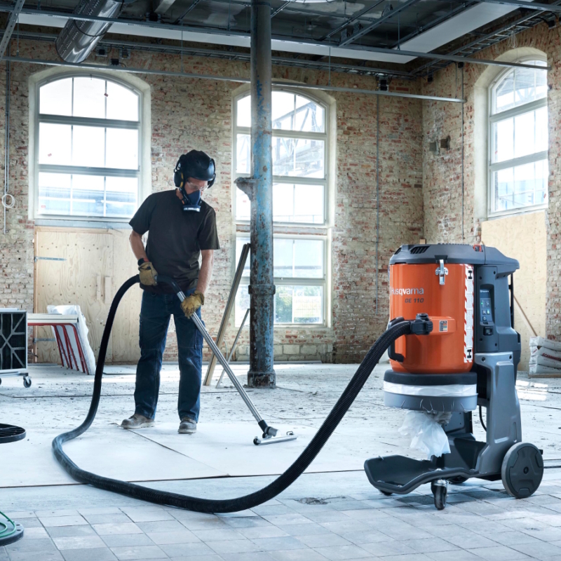 DE110 Action Husqvarna DE110 HEPA Dust Extractor 110v Electric | EC Hopkins Limited