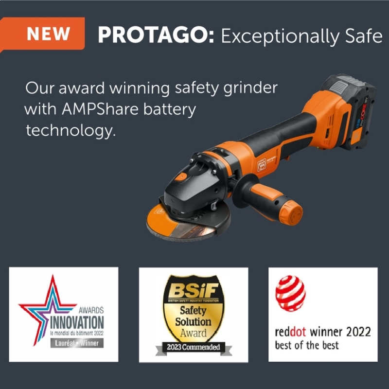 Protago awards Fein PROTAGO Cordless Angle Grinder | EC Hopkins Limited