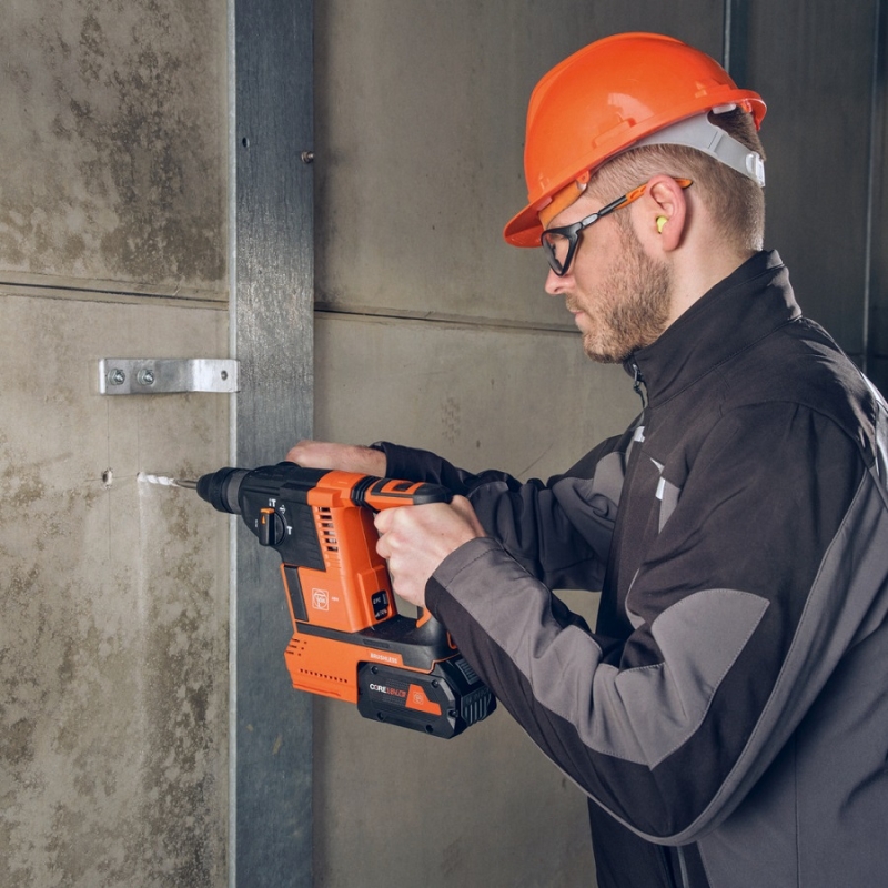 ABH 18 26 AS 71400361 in use Fein ABH 18-26 AS Rotary Cordless SDS + Hammer Drill | EC Hopkins Limited