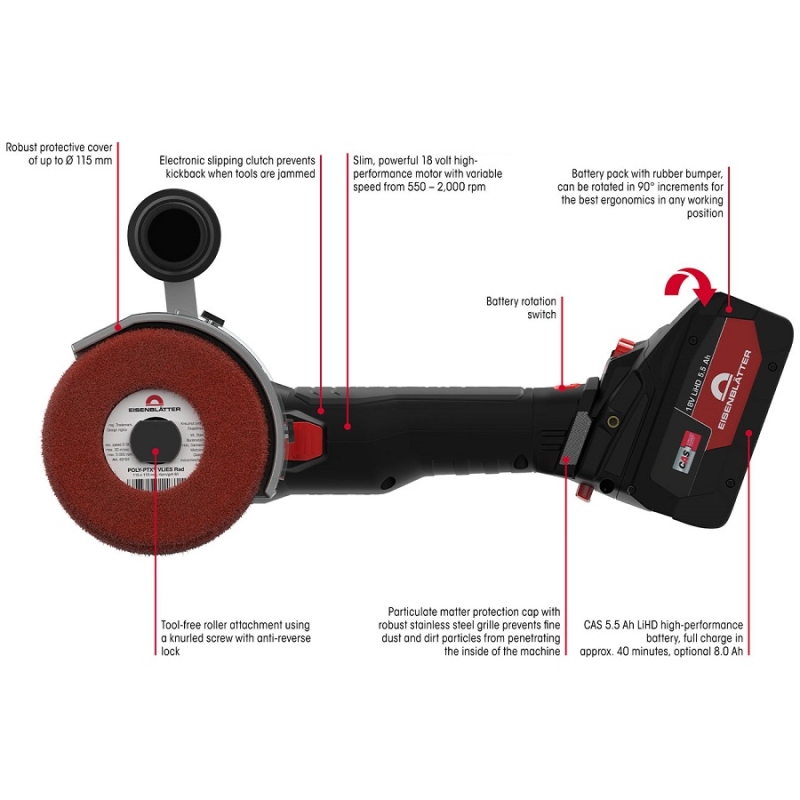Eisenblatter POLY-PTX AKKU Cordless Linear Grinder - Image 2